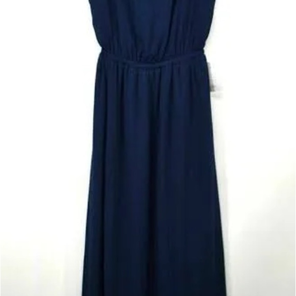 Show Me Your Mumu 'Kendall' Soft V-Back A-Line Gown - Rich Navy Crisp - Medium